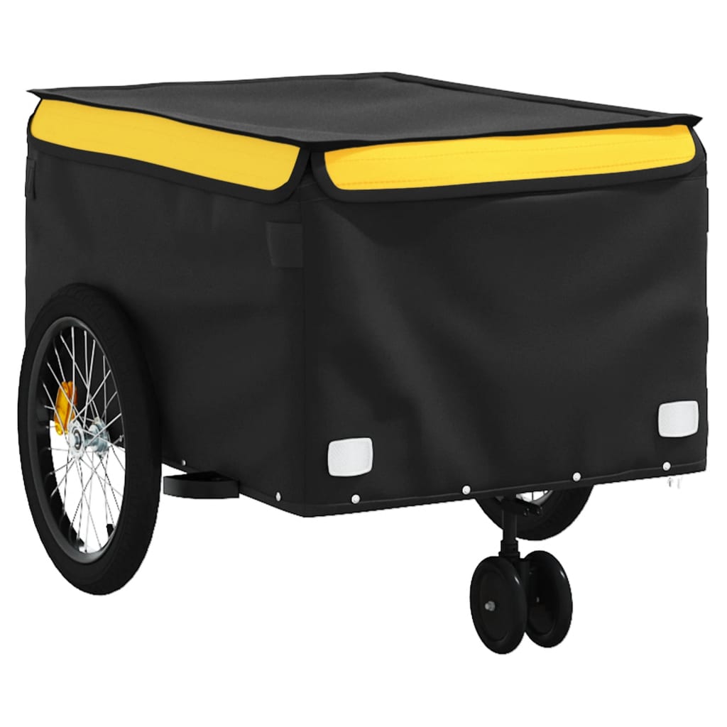 vidaXL Cykelvagn svart och gul 45 kg järn