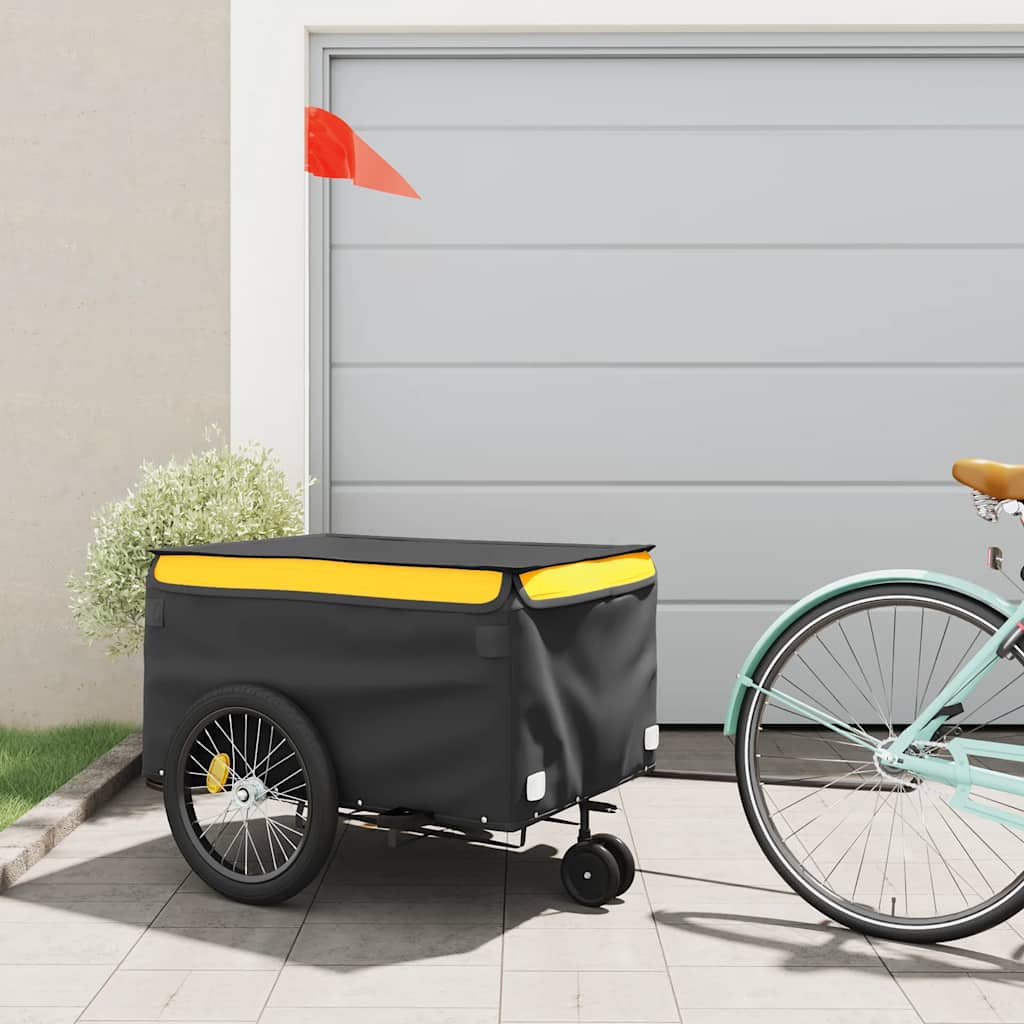 vidaXL Cykelvagn svart och gul 45 kg järn