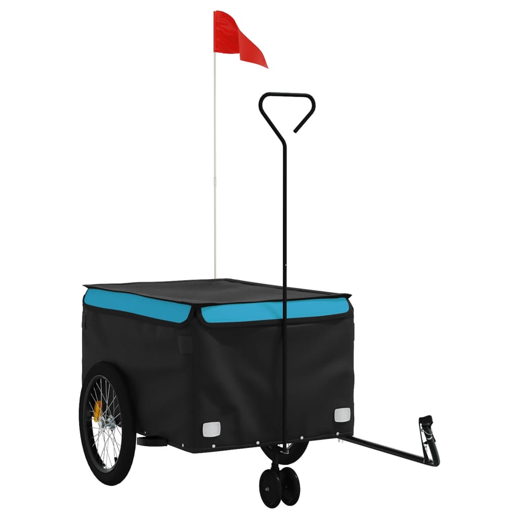 vidaXL Cykelvagn svart och blå 45 kg järn