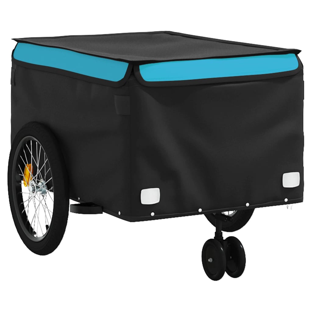 vidaXL Cykelvagn svart och blå 45 kg järn