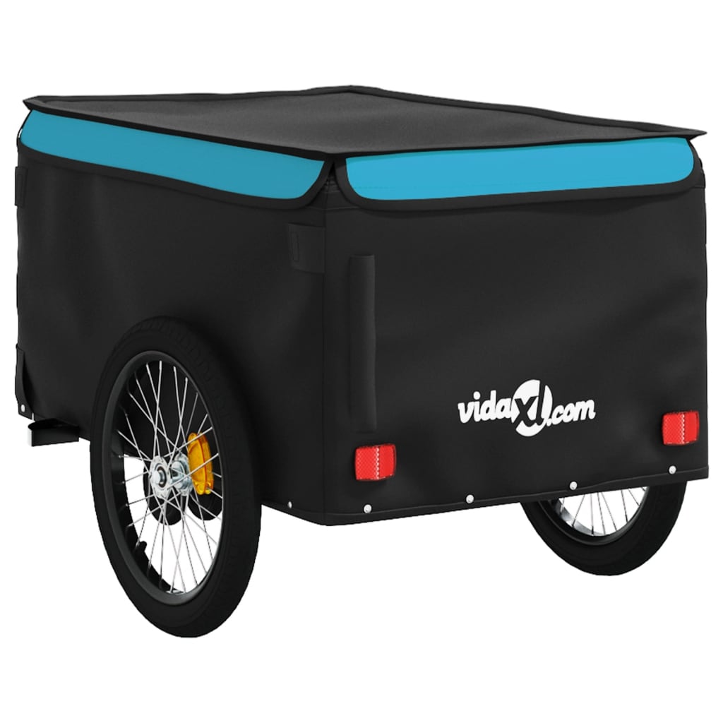 vidaXL Cykelvagn svart och blå 45 kg järn
