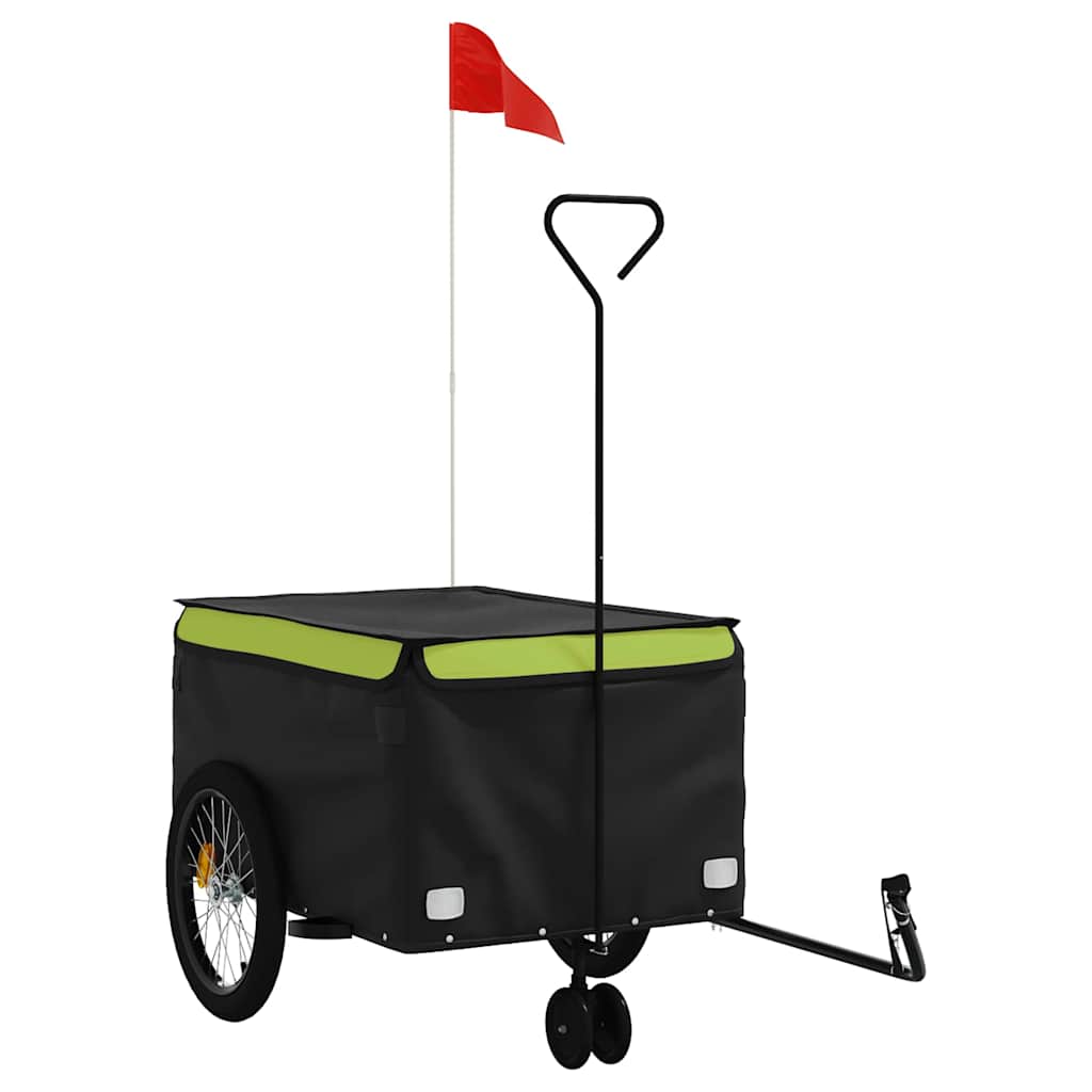 vidaXL Cykelvagn svart och grön 45 kg järn