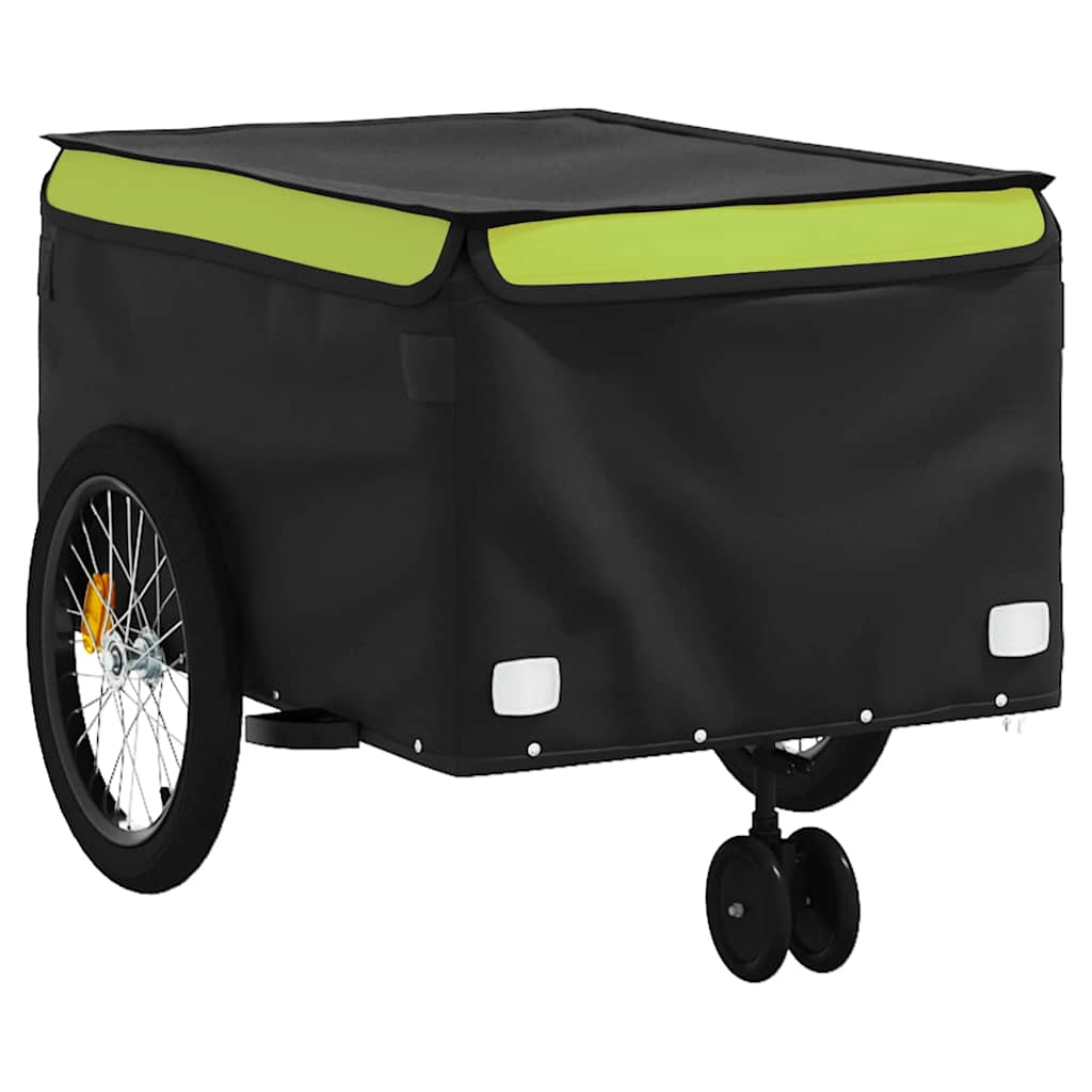 vidaXL Cykelvagn svart och grön 45 kg järn