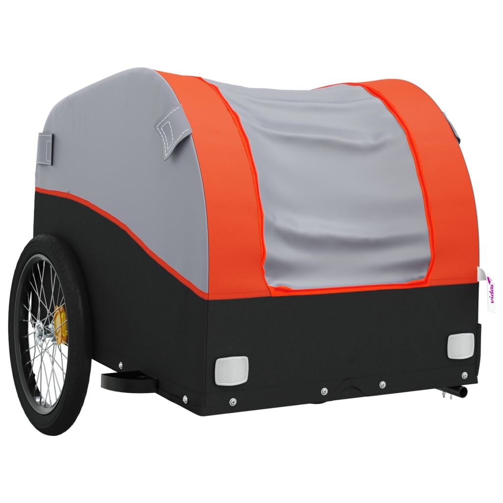 vidaXL Cykelvagn svart och orange 30 kg järn