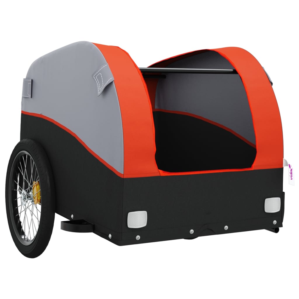 vidaXL Cykelvagn svart och orange 30 kg järn