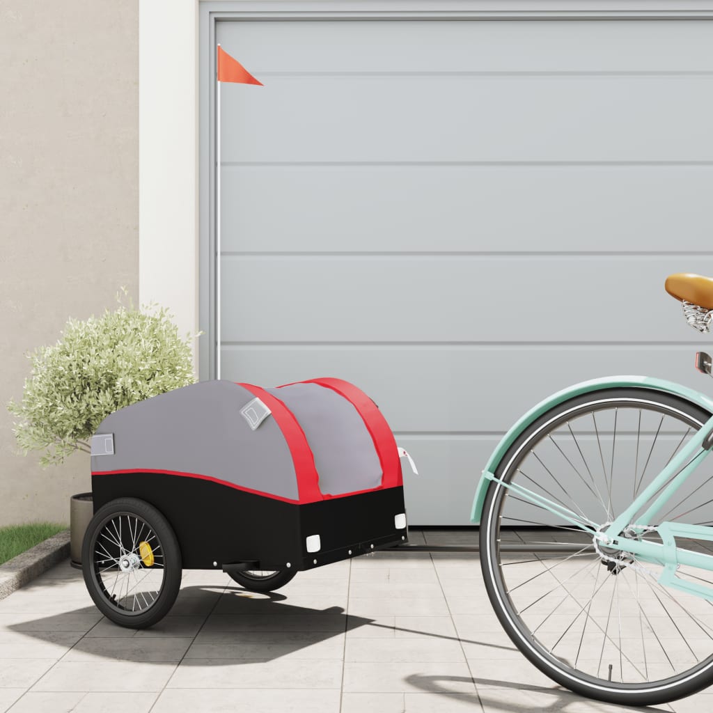 vidaXL Cykelvagn svart och röd 30 kg järn