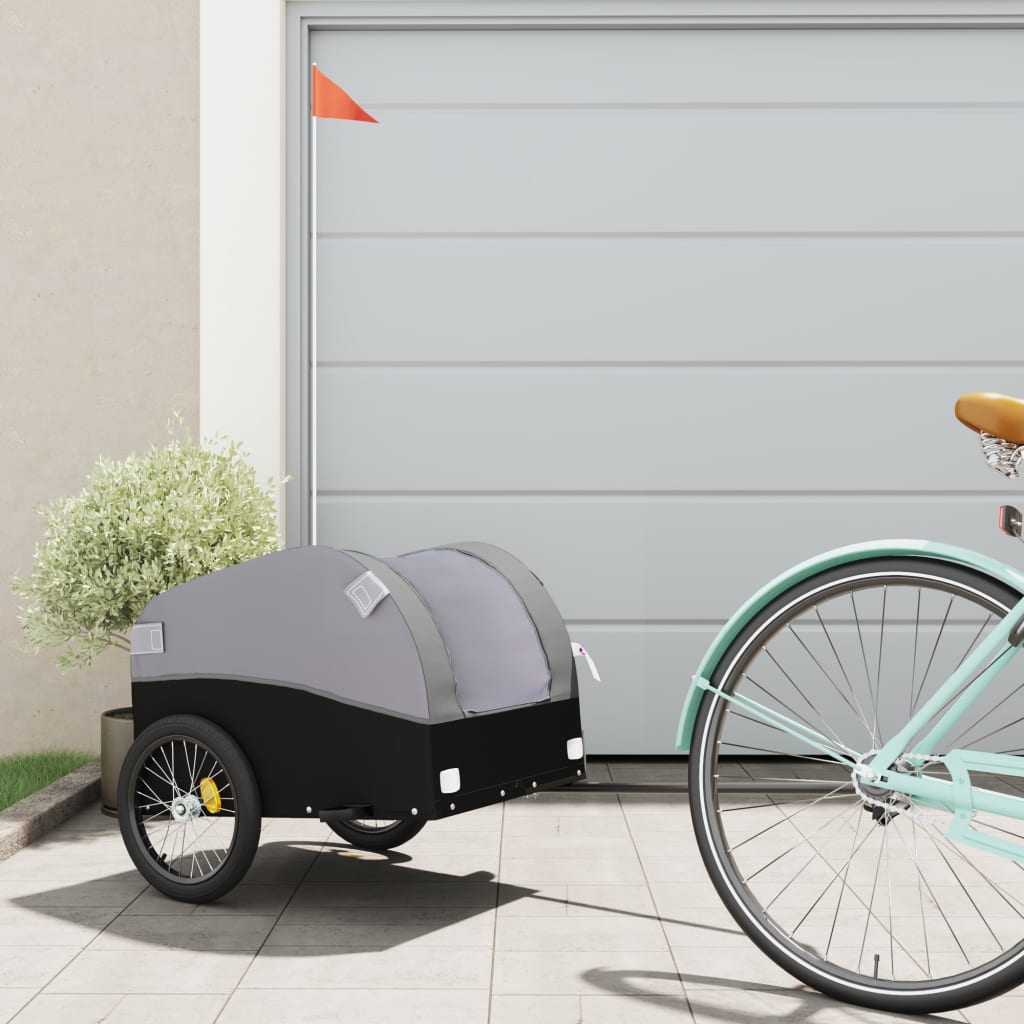 vidaXL Cykelvagn svart och grå 30 kg järn