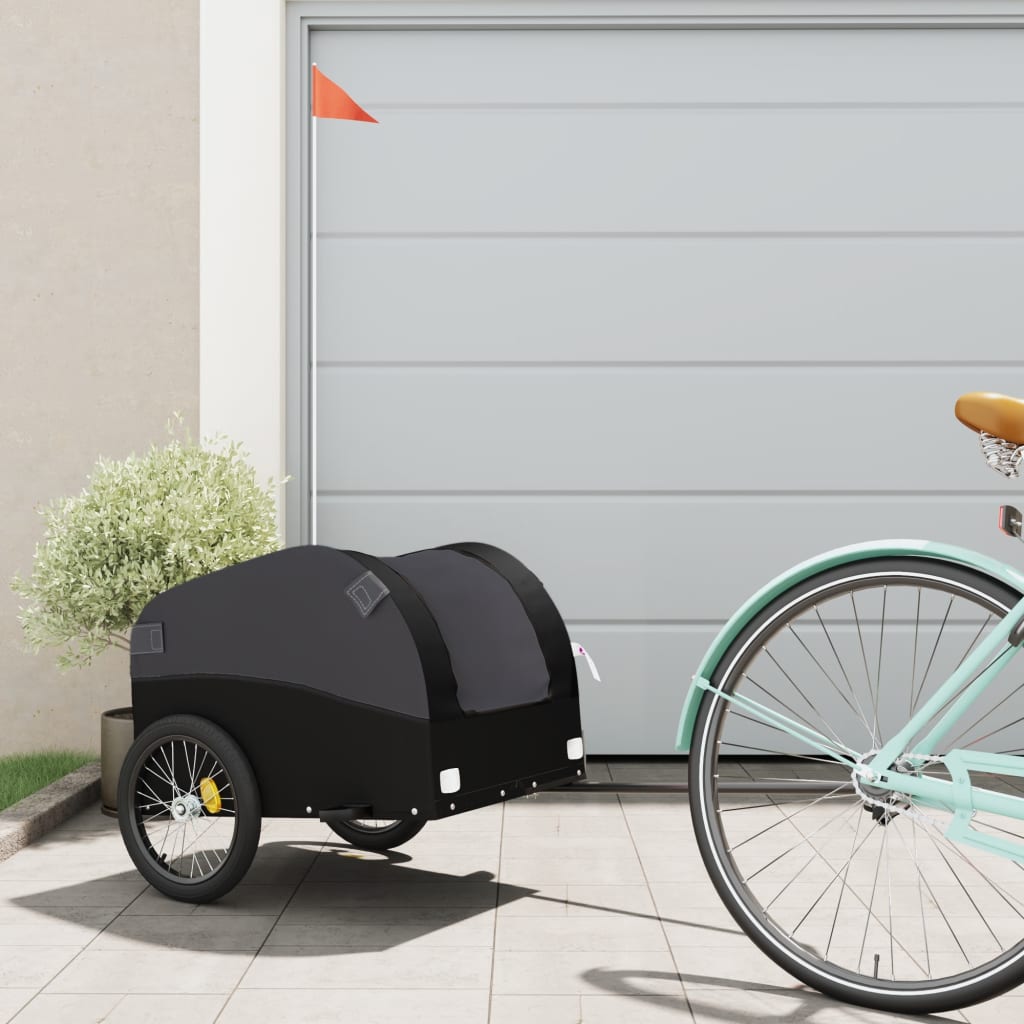 vidaXL Cykelvagn svart 30 kg järn