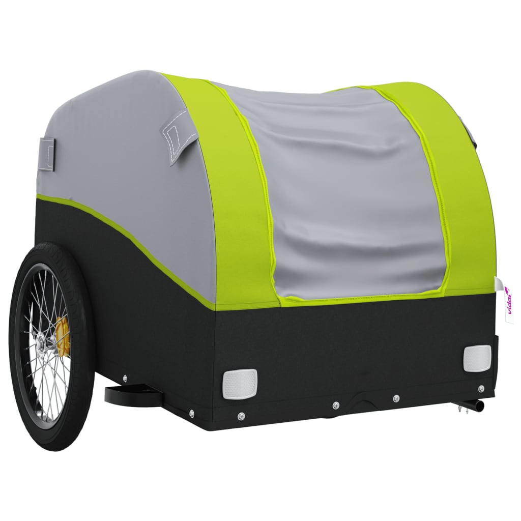 vidaXL Cykelvagn svart och grön 30 kg järn