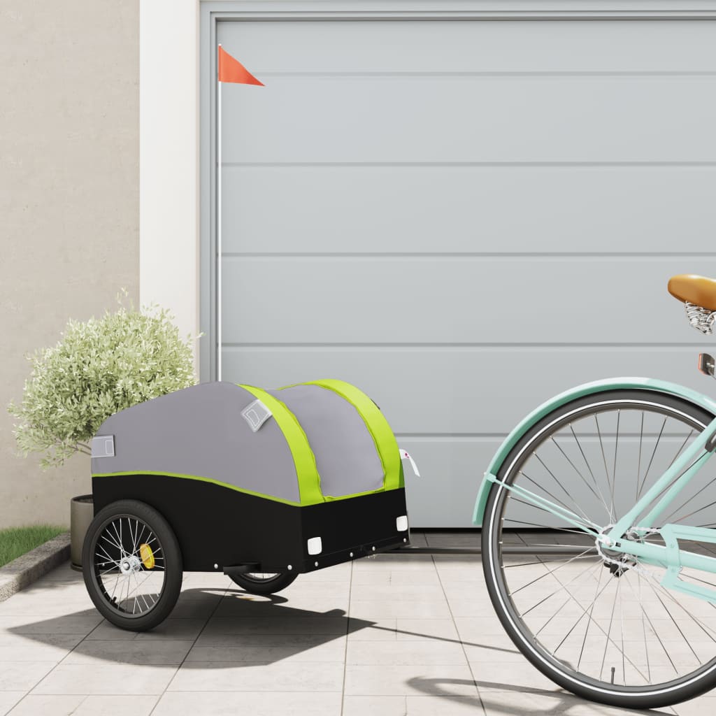 vidaXL Cykelvagn svart och grön 30 kg järn
