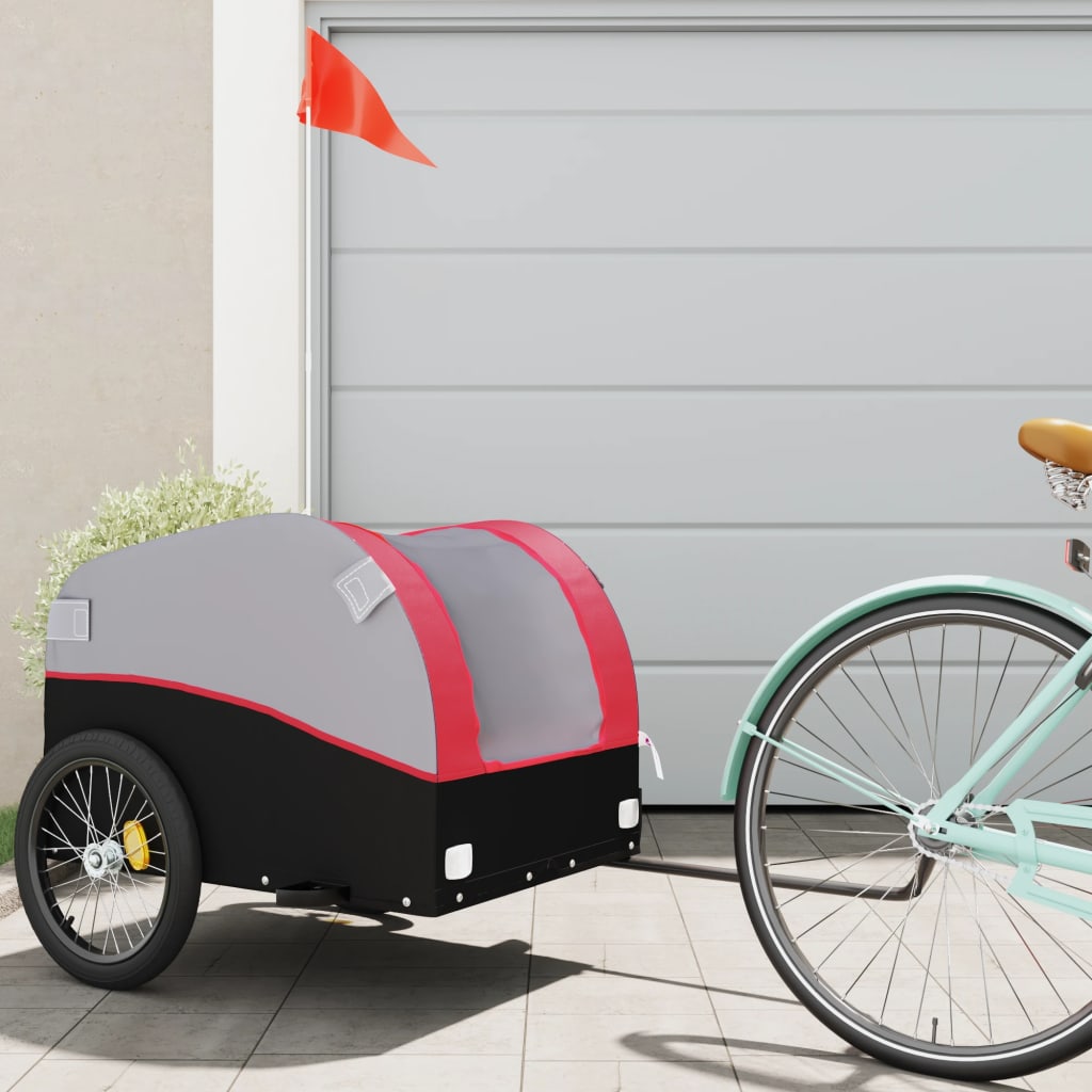 vidaXL Cykelvagn svart och röd 45 kg järn