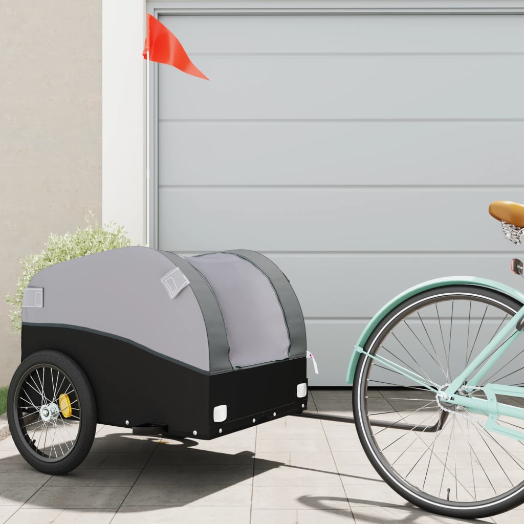 vidaXL Cykelvagn svart och grå 45 kg järn