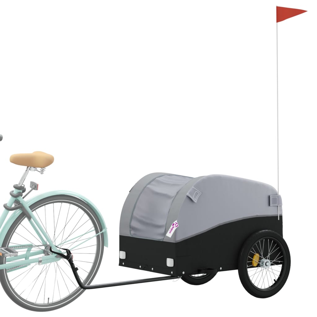 vidaXL Cykelvagn svart och grå 45 kg järn
