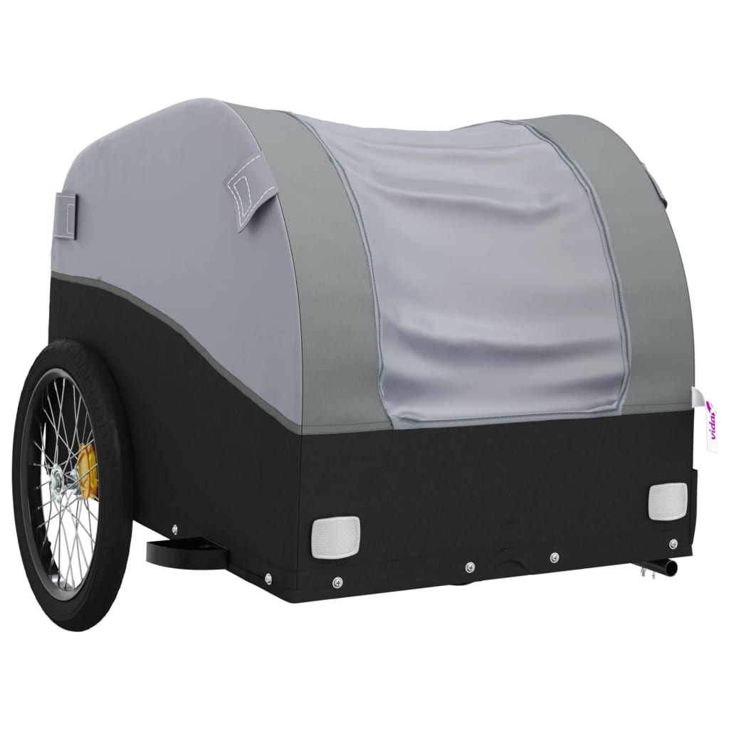 vidaXL Cykelvagn svart och grå 45 kg järn