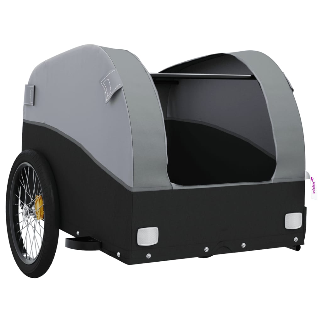 vidaXL Cykelvagn svart och grå 45 kg järn