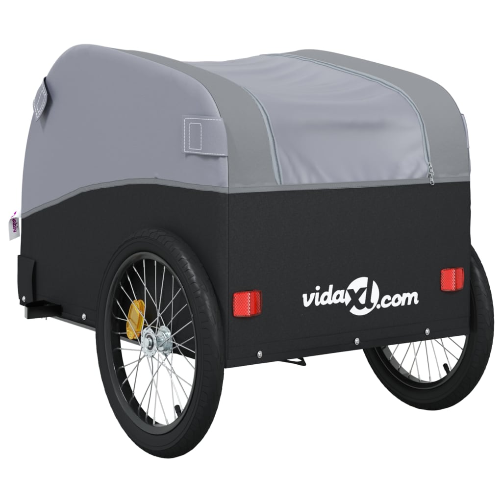vidaXL Cykelvagn svart och grå 45 kg järn