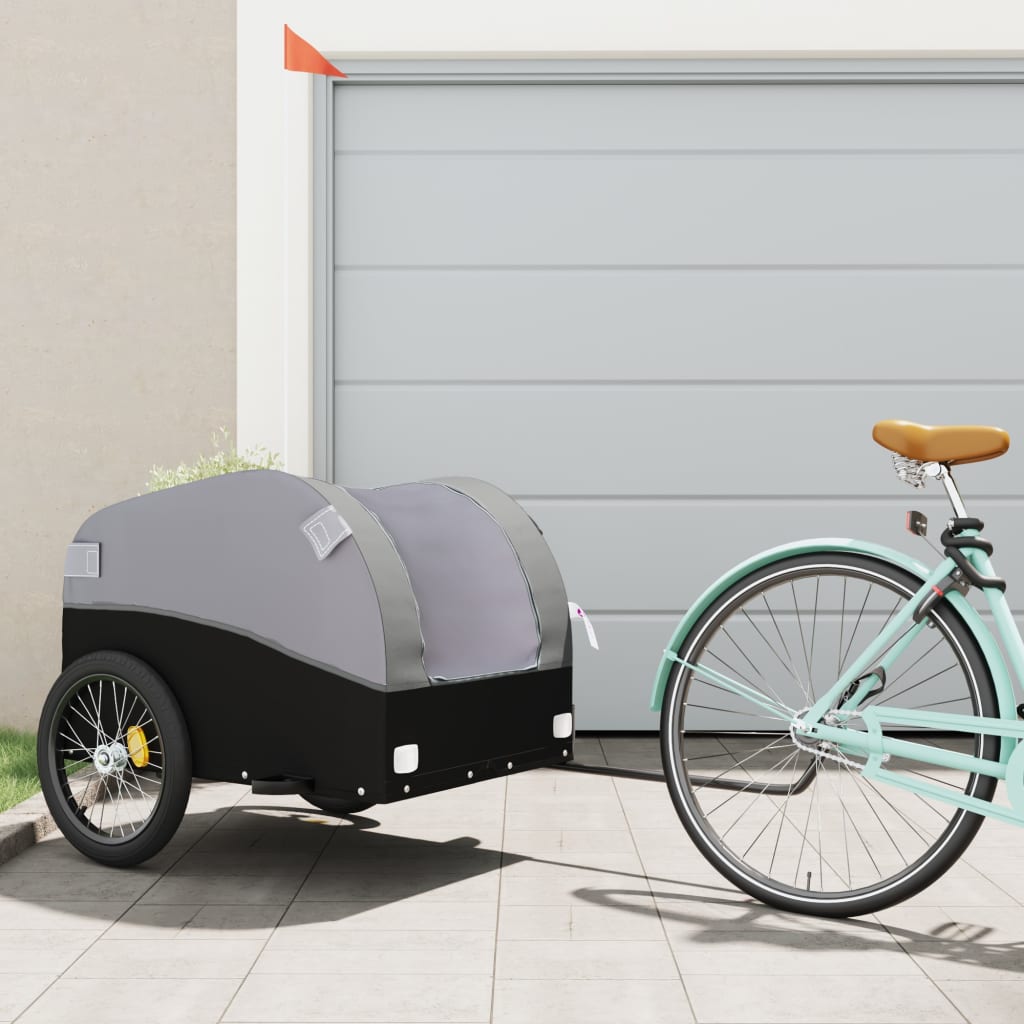vidaXL Cykelvagn svart och grå 45 kg järn