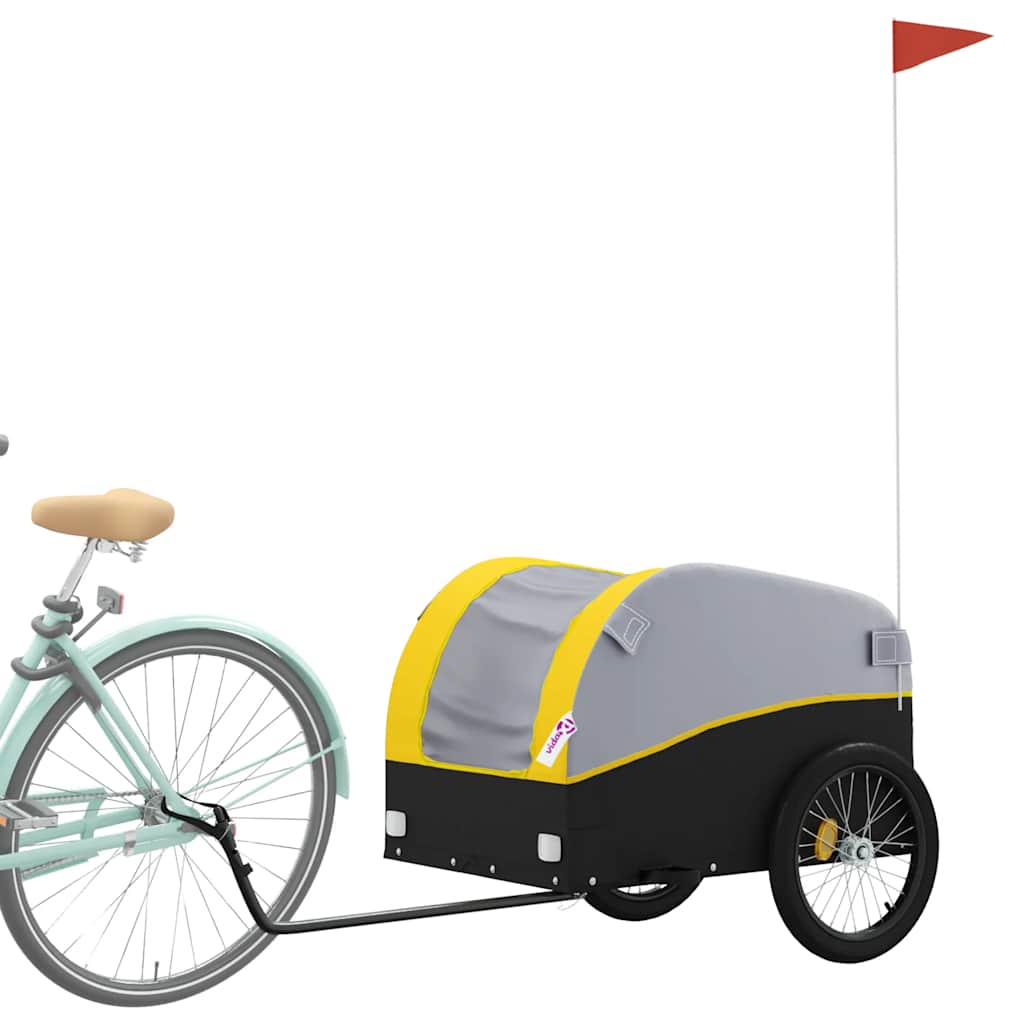 vidaXL Cykelvagn svart och gul 45 kg järn