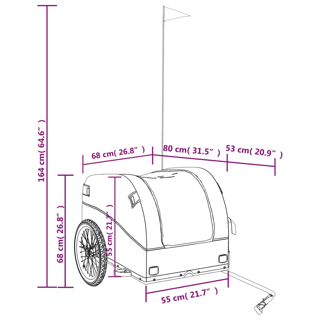 vidaXL Cykelvagn svart och gul 45 kg järn