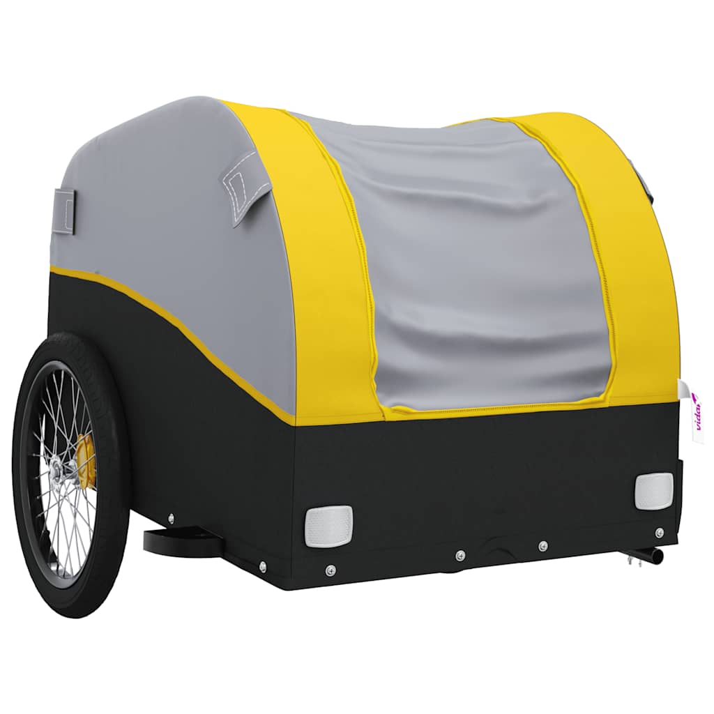 vidaXL Cykelvagn svart och gul 45 kg järn
