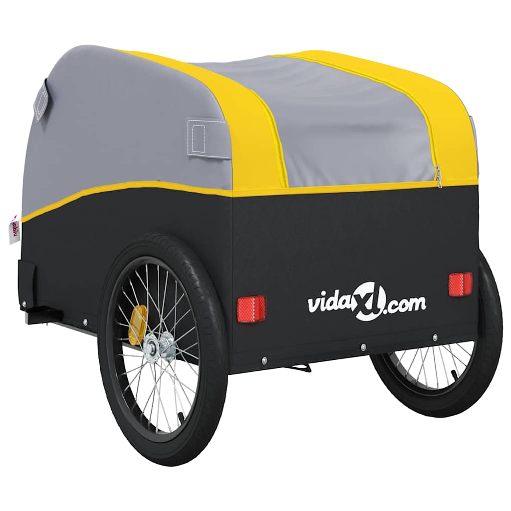 vidaXL Cykelvagn svart och gul 45 kg järn