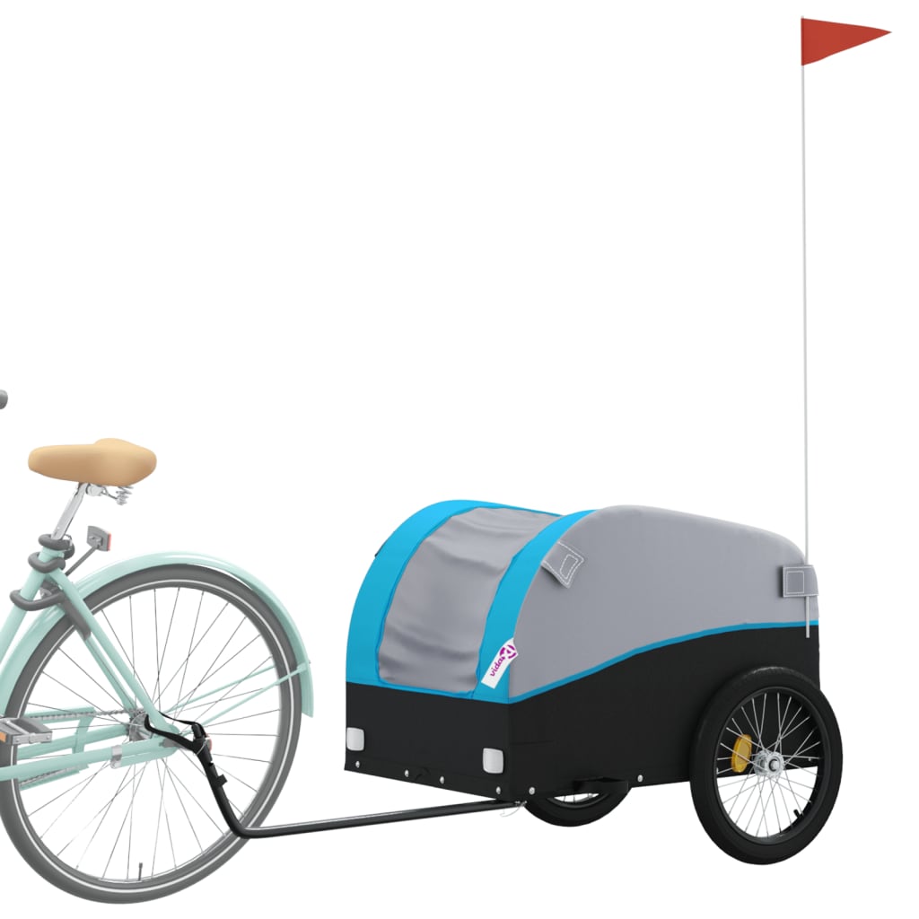 vidaXL Cykelvagn svart och blå 45 kg järn