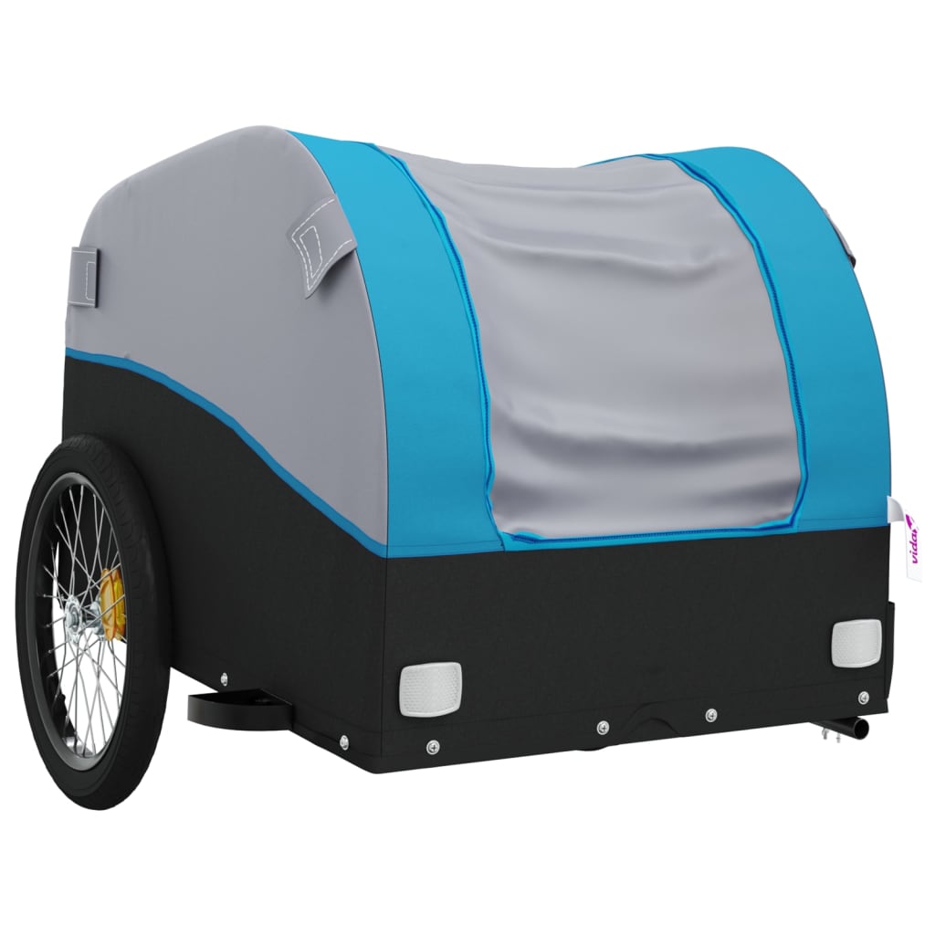 vidaXL Cykelvagn svart och blå 45 kg järn