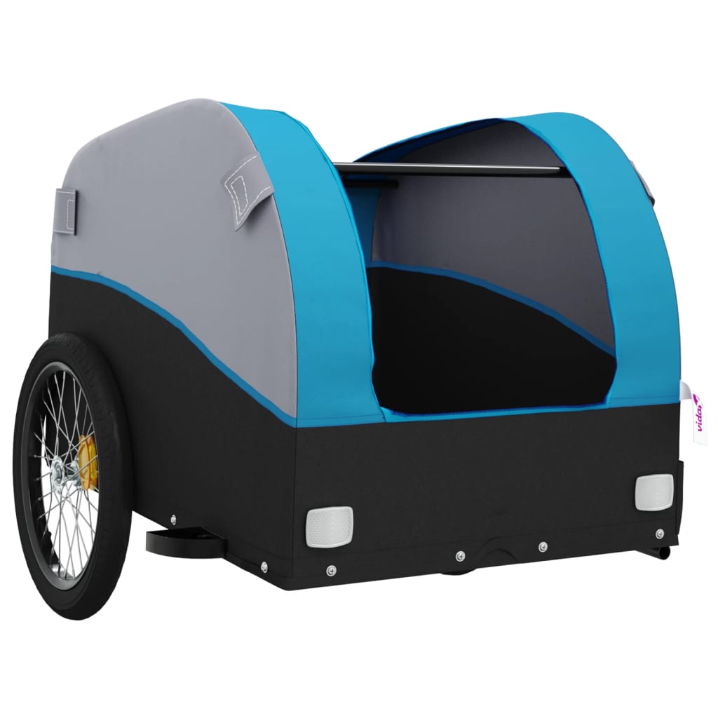vidaXL Cykelvagn svart och blå 45 kg järn