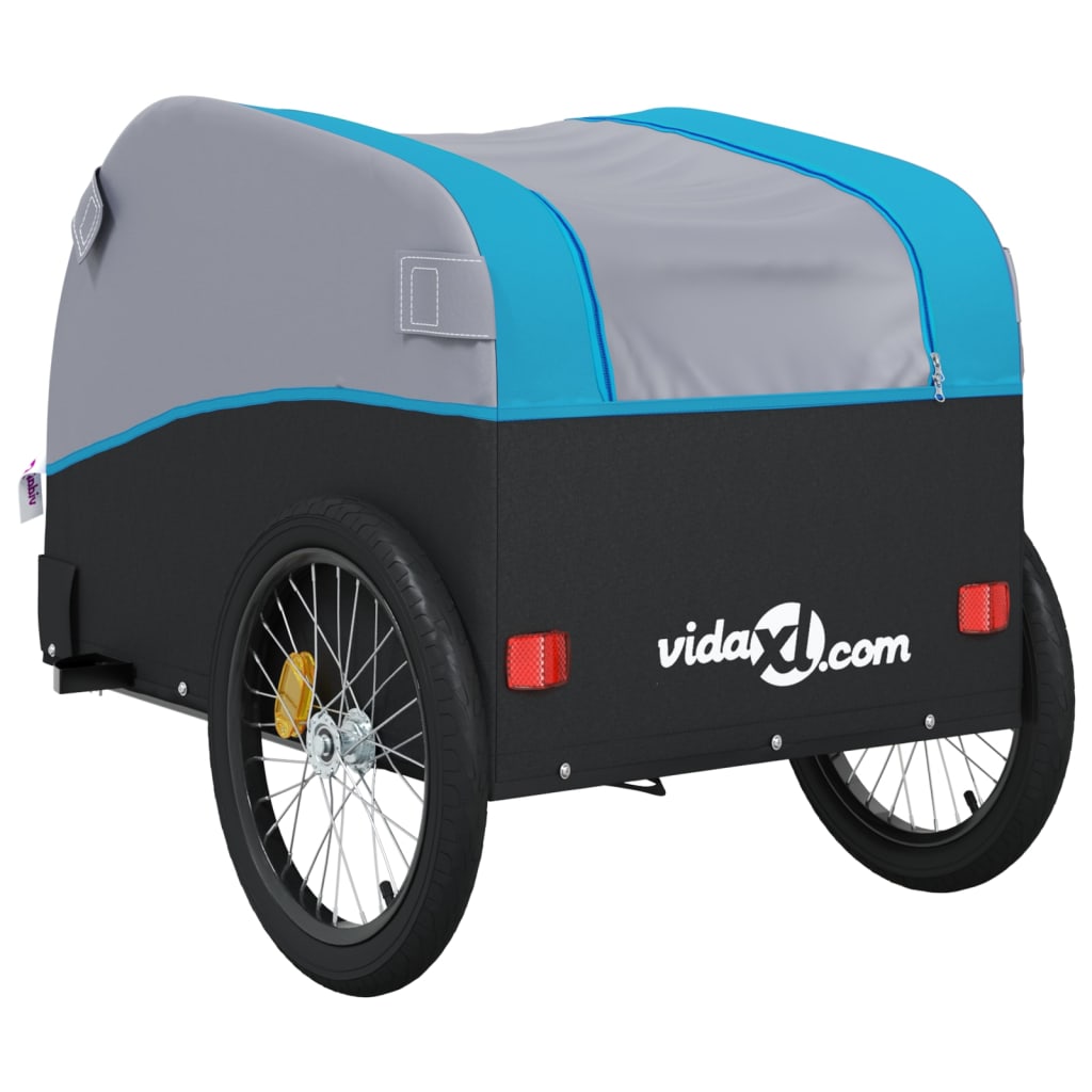 vidaXL Cykelvagn svart och blå 45 kg järn