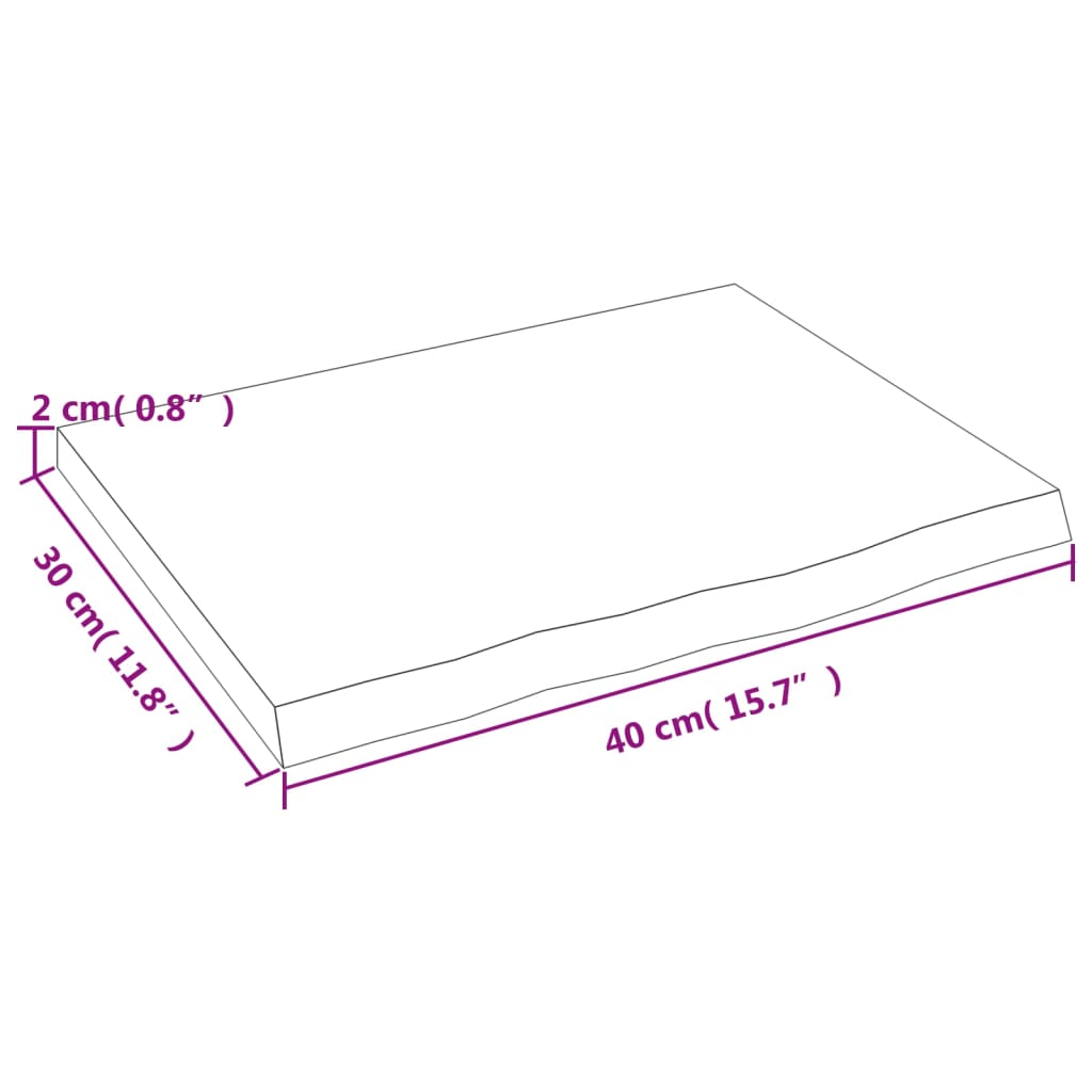 vidaXL Bänkskiva för badrum 40x30x2 cm obehandlat massivt trä