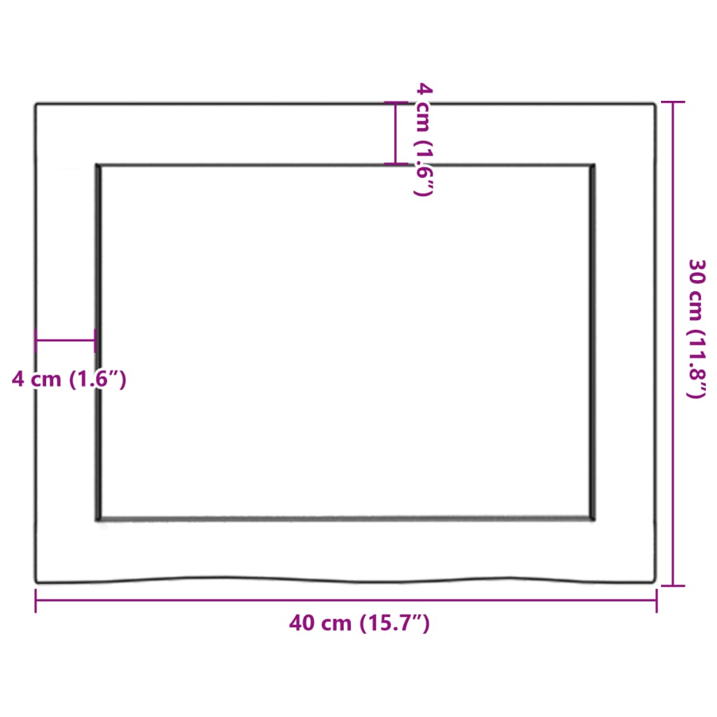 vidaXL Bänkskiva för badrum 40x30x(2-4) cm obehandlat massivt trä