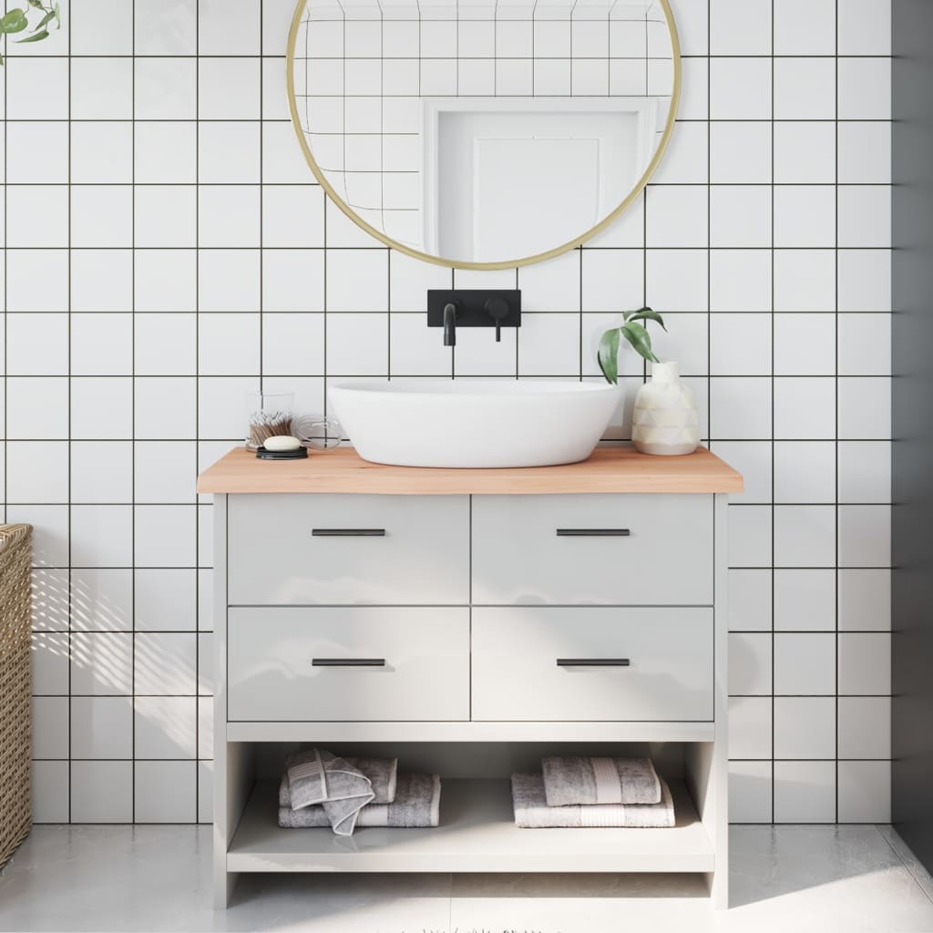 vidaXL Bänkskiva för badrum 100x30x(2-4) cm obehandlat massivt trä