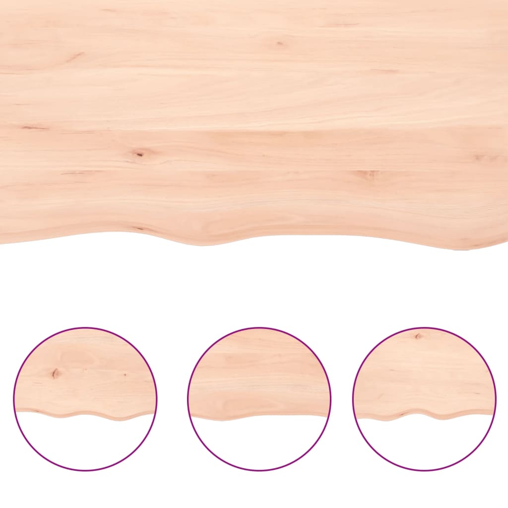 vidaXL Bänkskiva för badrum 100x40x(2-4) cm obehandlat massivt trä