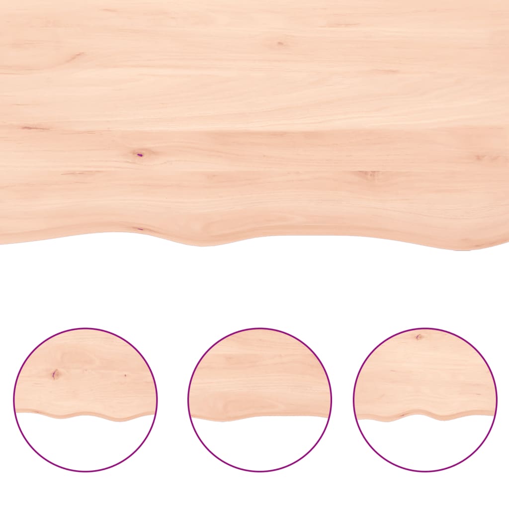 vidaXL Bänkskiva för badrum 100x40x(2-6) cm obehandlat massivt trä