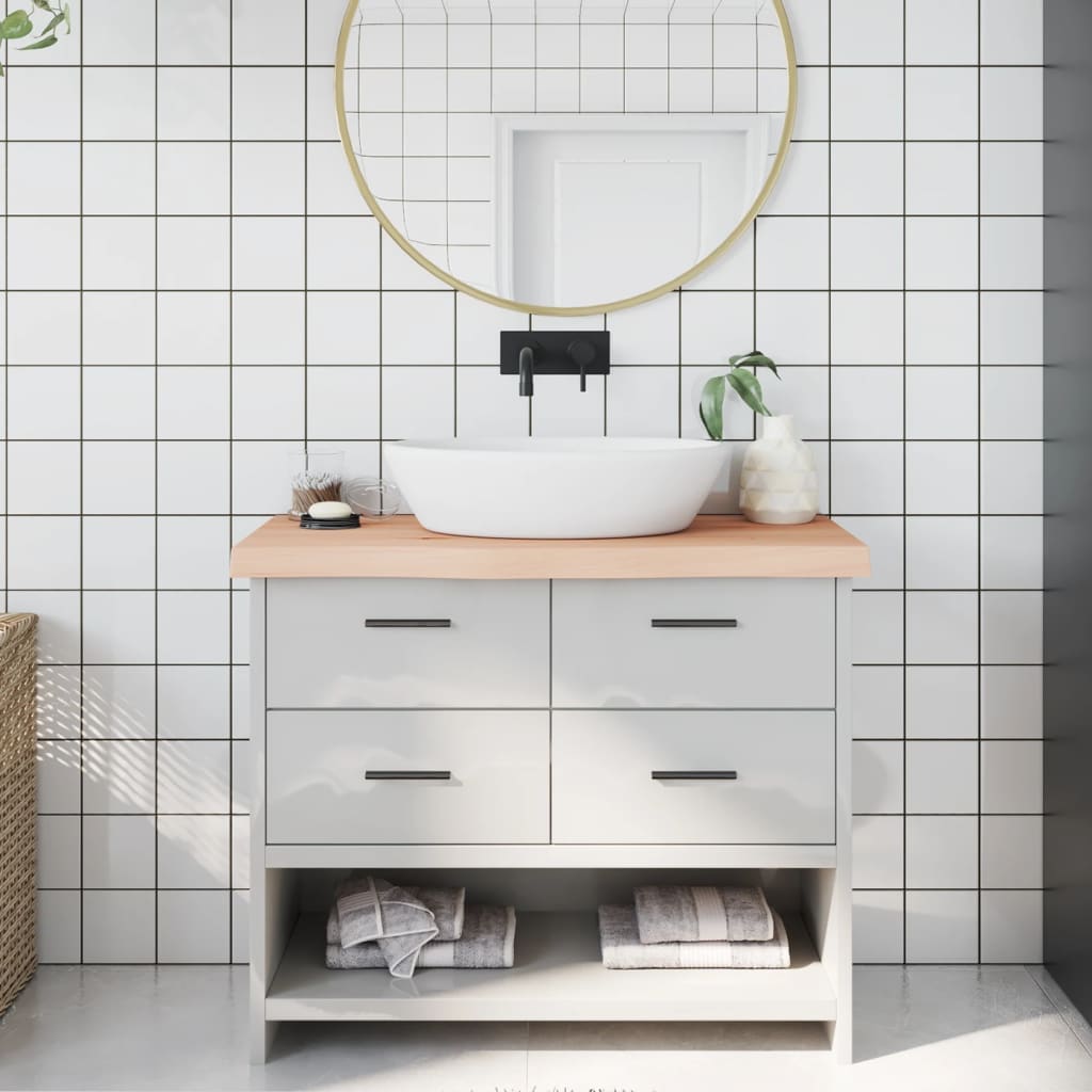 vidaXL Bänkskiva för badrum 100x40x(2-6) cm obehandlat massivt trä