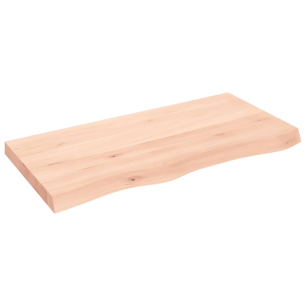 vidaXL Bänkskiva för badrum 100x50x(2-6) cm obehandlat massivt trä
