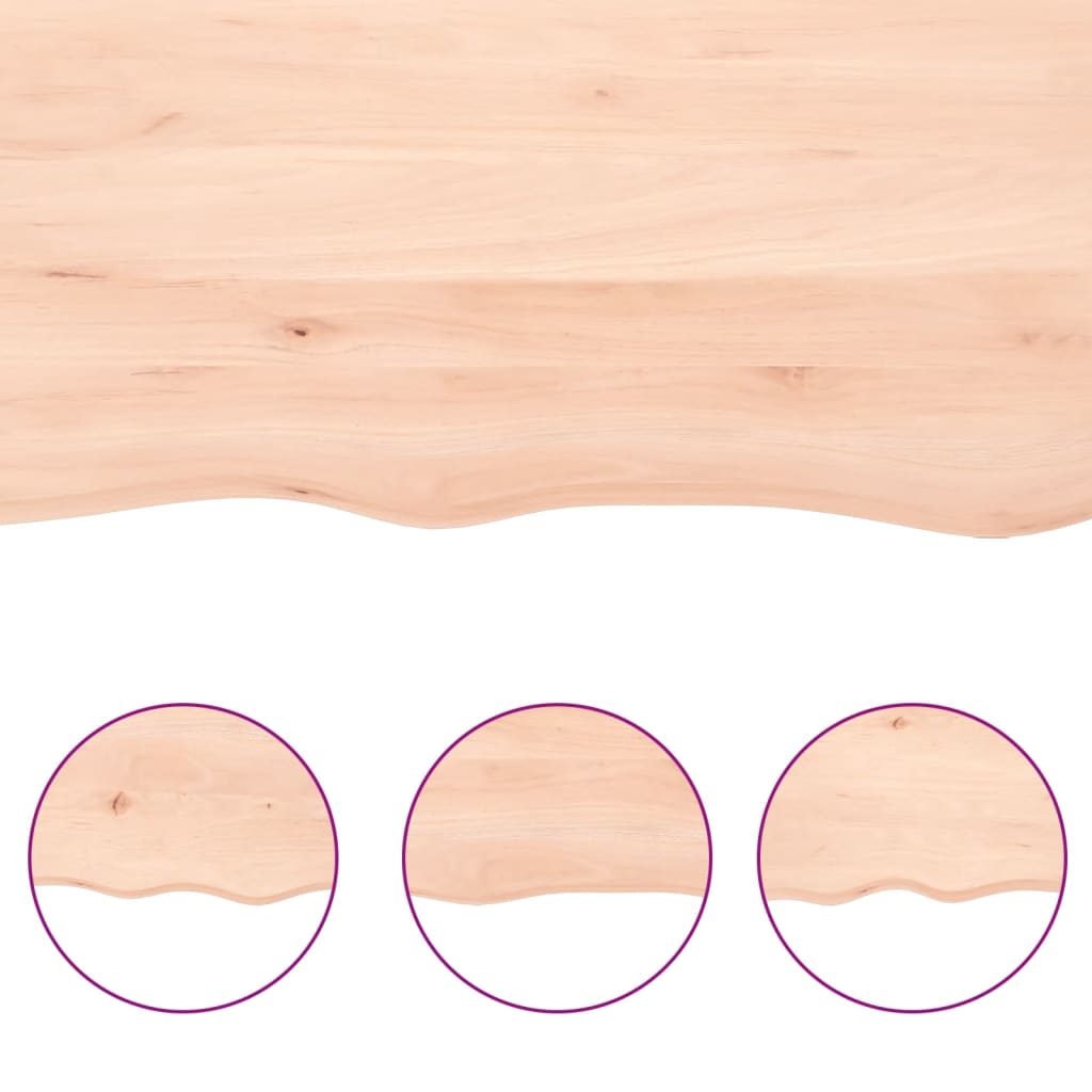 vidaXL Bänkskiva för badrum 100x60x(2-4) cm obehandlat massivt trä