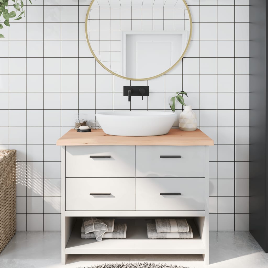 vidaXL Bänkskiva för badrum 100x60x(2-4) cm obehandlat massivt trä