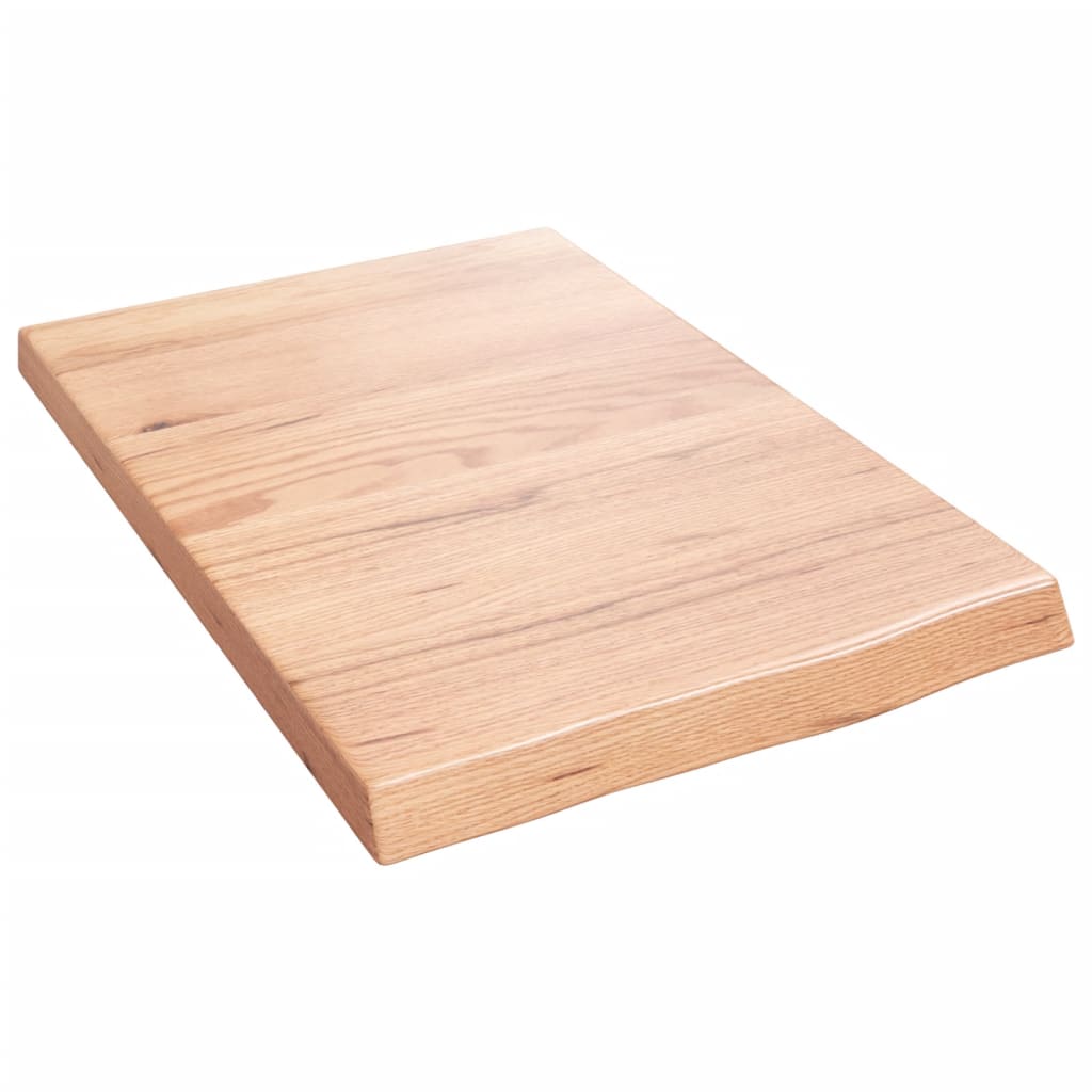 vidaXL Bänkskiva badrum ljusbrun 40x60x(2-4) cm behandlat massivt trä