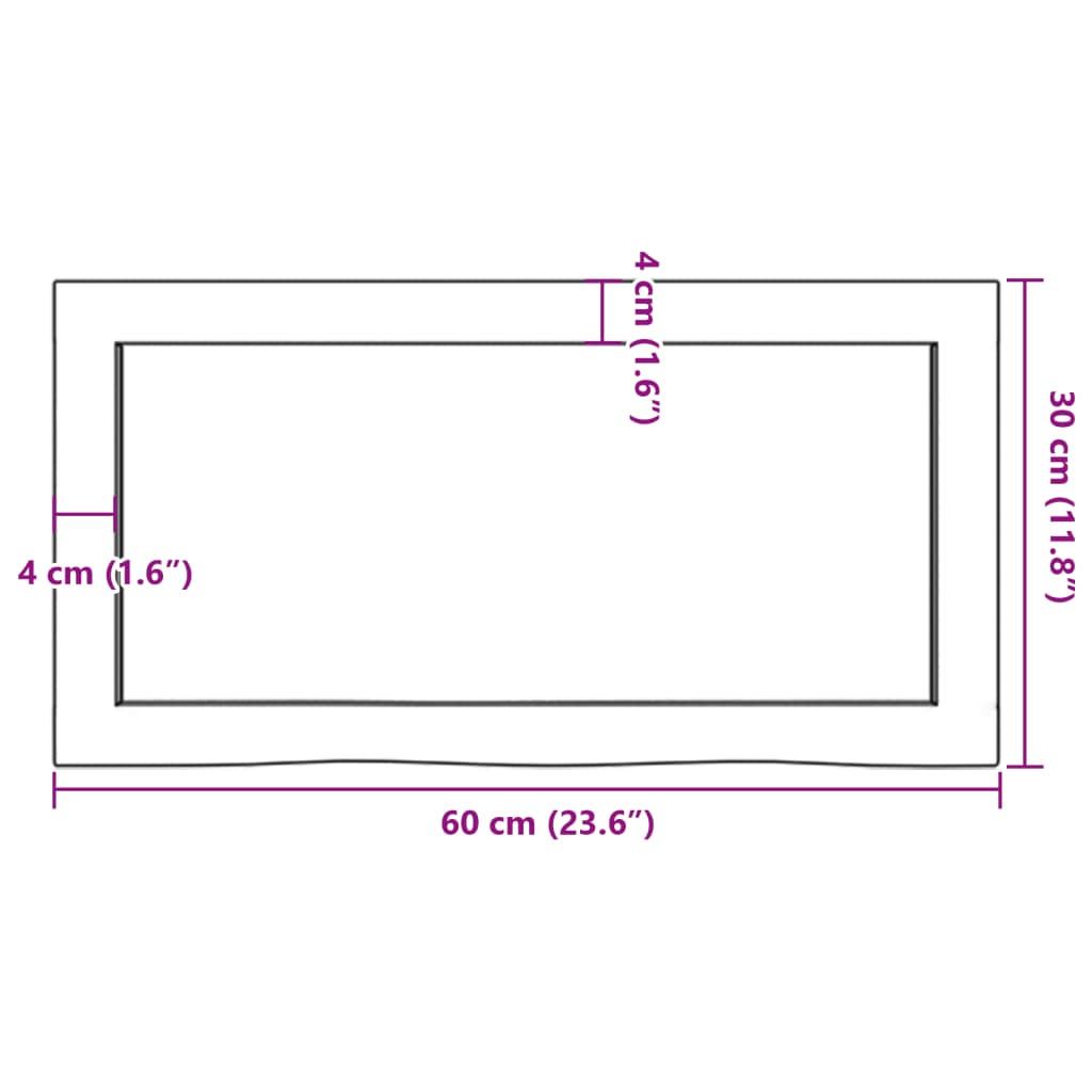 vidaXL Bänkskiva badrum ljusbrun 60x30x(2-4) cm behandlat massivt trä