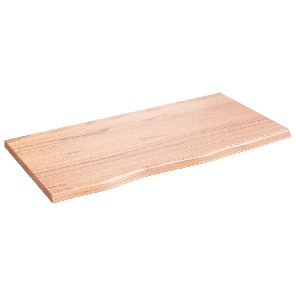 vidaXL Bänkskiva badrum ljusbrun 80x40x2 cm behandlat massivt trä