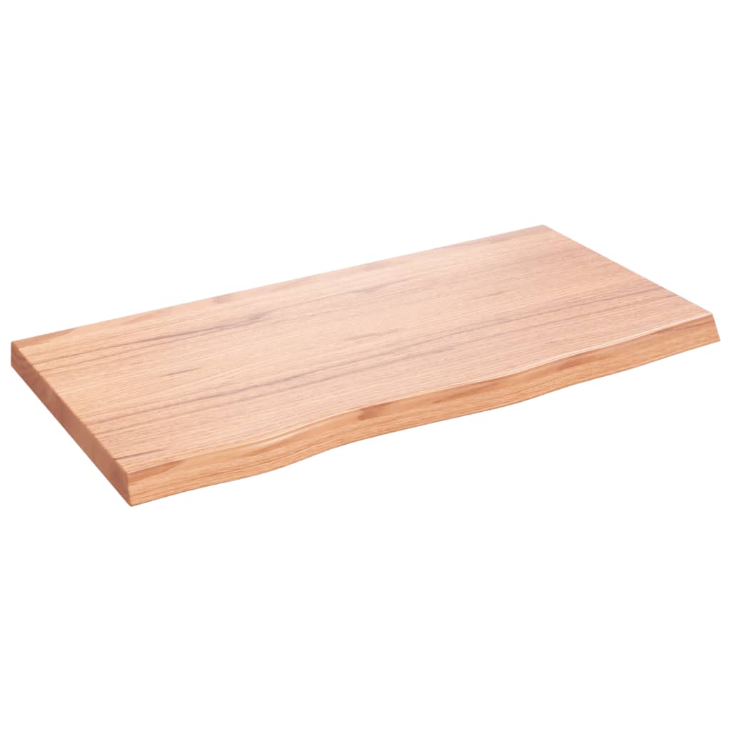 vidaXL Bänkskiva badrum ljusbrun 80x40x(2-4) cm behandlat massivt trä