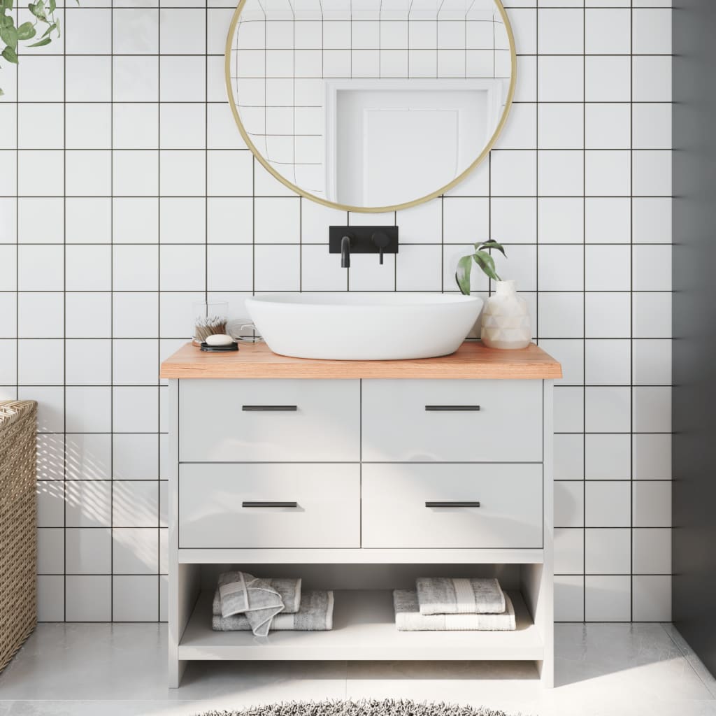 vidaXL Bänkskiva badrum ljusbrun 100x30x(2-4) cm behandlat massivt trä