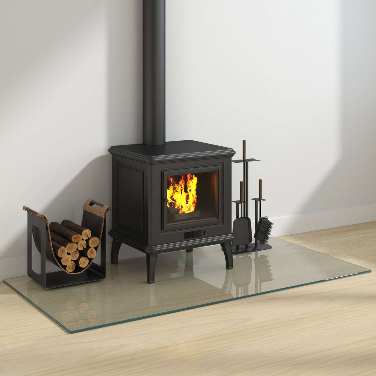 vidaXL Glas eldstad platta Transparent 120 x 60 cm Glas