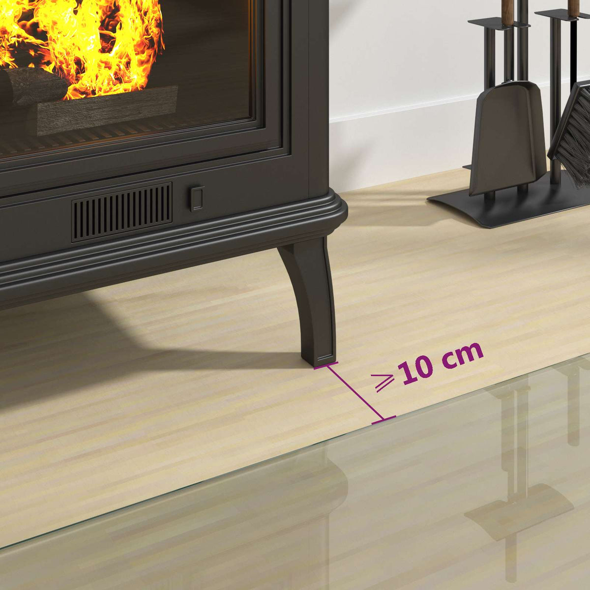 vidaXL Glas eldstad platta Transparent 80 x 60 cm Glas
