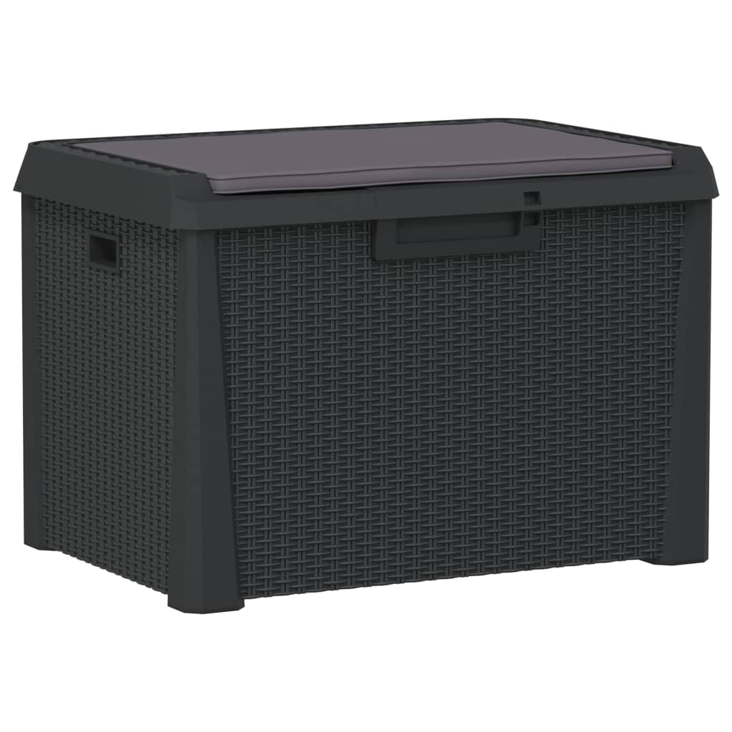 vidaXL Dynbox med sittdyna antracit 125 l PP