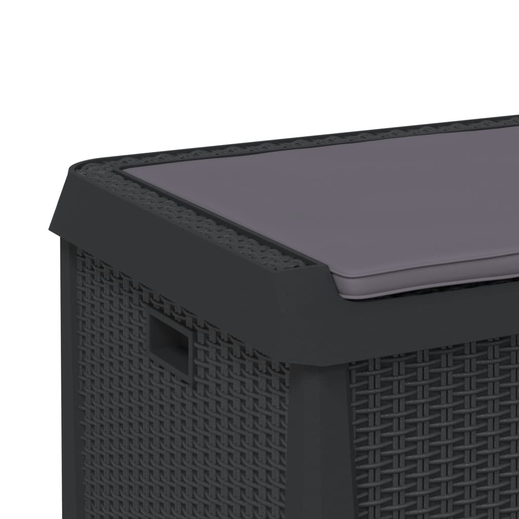 vidaXL Dynbox med sittdyna antracit 125 l PP