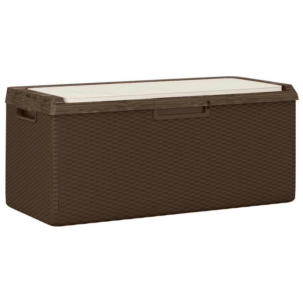 vidaXL Dnybox med sittdyna brun 350 l PP