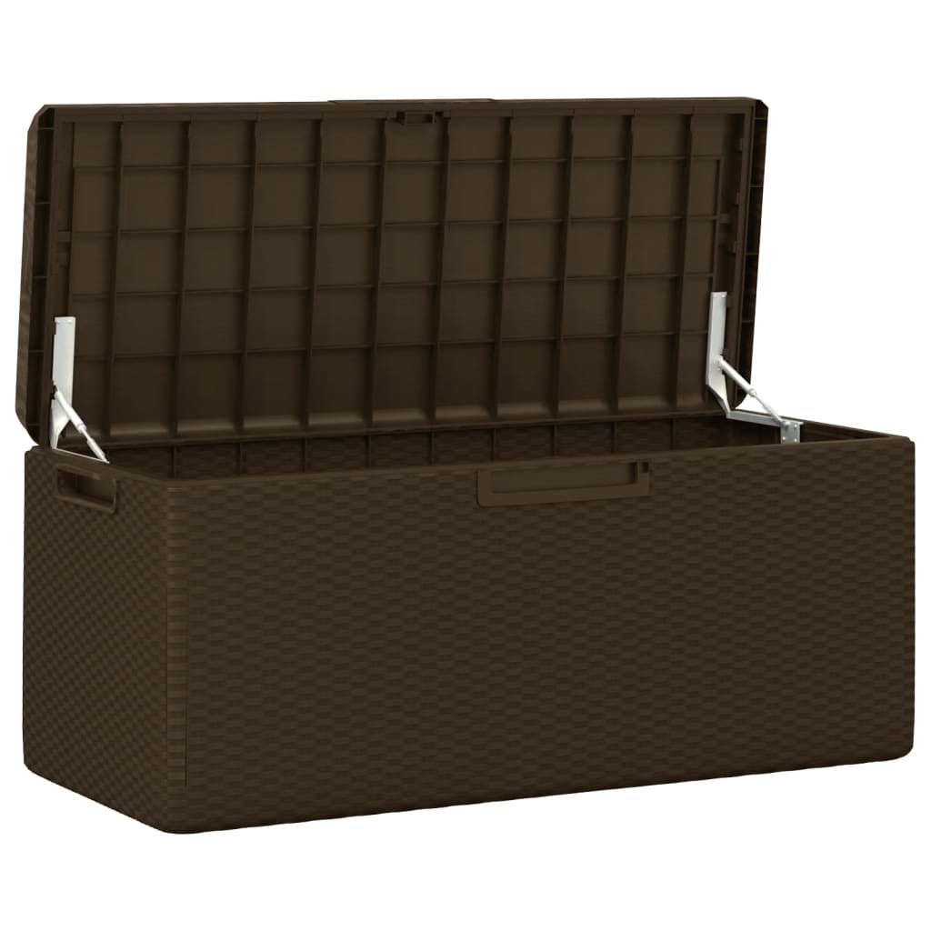 vidaXL Dnybox med sittdyna brun 350 l PP