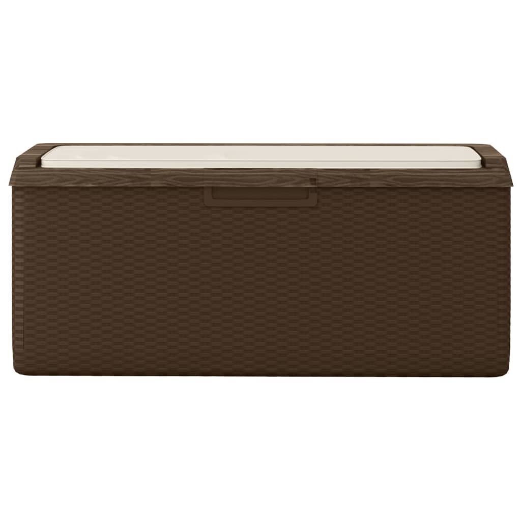 vidaXL Dnybox med sittdyna brun 350 l PP
